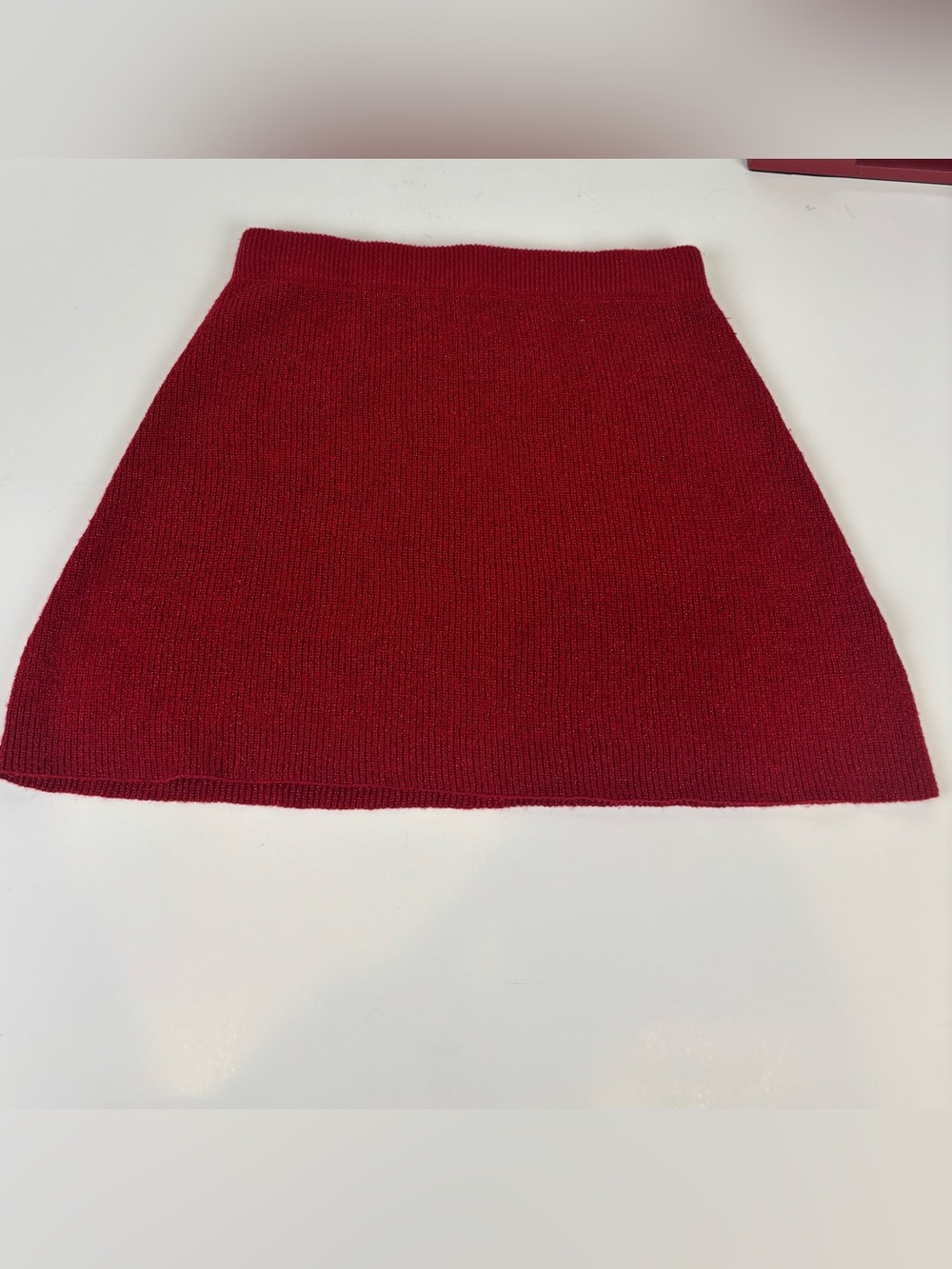 Cat & Jack Girls Red Sparkle Ribbed Knit Skirt - Size S (6/7)